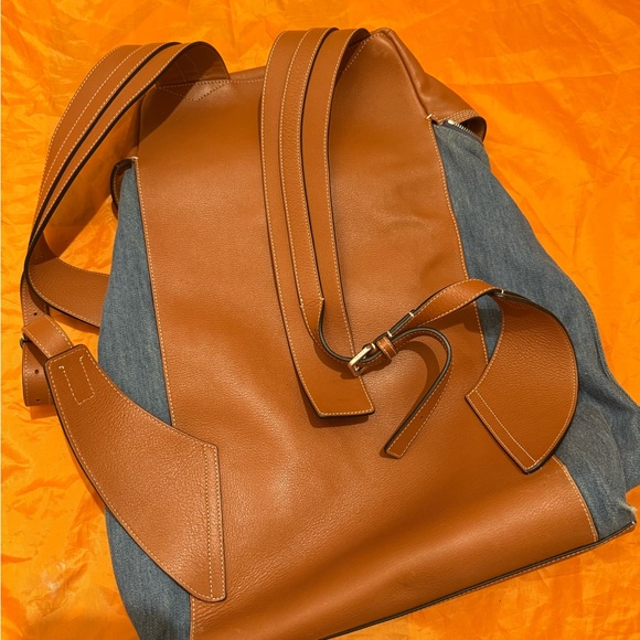 Loewe Tan Leather and Denim Backpack - Picture 3 of 16